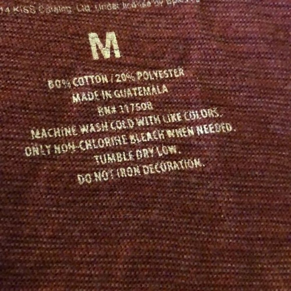 KISS Band Tee Womens Size Medium Dark Gray Baseball Style Distressed 2014 - Picture 6 of 6